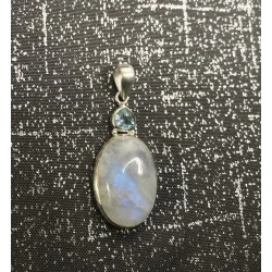 🔮 Pendentif Pierre de Lune & Topaze Bleue
