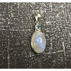 🔮 Pendentif Pierre de Lune & Topaze Bleue