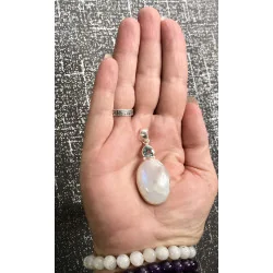 🔮 Pendentif Pierre de Lune & Topaze Bleue