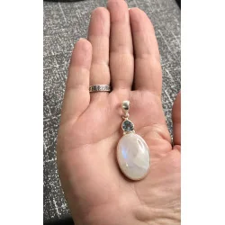 🔮 Pendentif Pierre de Lune & Topaze Bleue