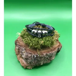 Bracelet en Cuir de Vache Tête de Mort