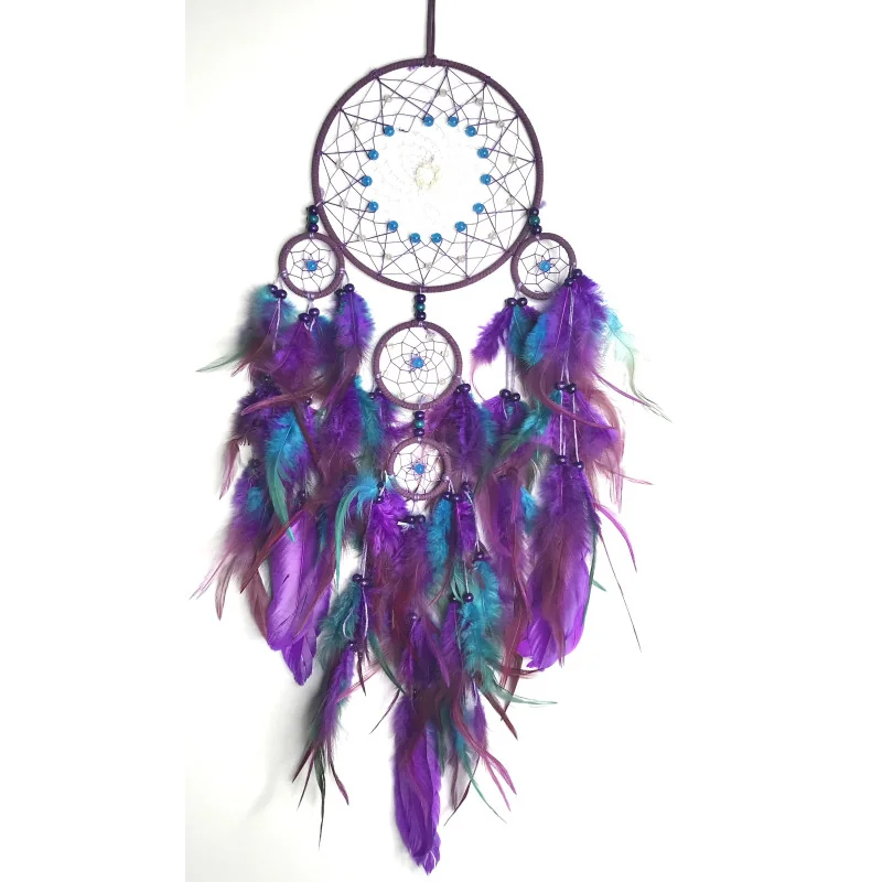 🌙 Attrape-Rêves “Voile d’Aurore” – Violet & Turquoise