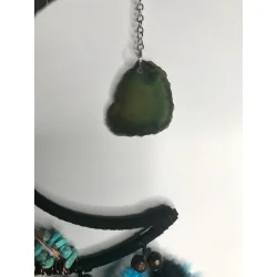 🌙 Attrape-Rêves “Lune Turquoise” – Arbre de Vie & Agate Verte