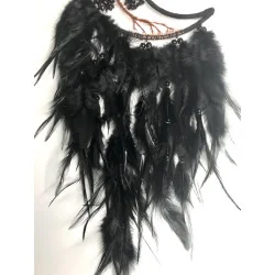 🌑 Attrape-Rêves “Lune Noire” – Arbre de Vie & Agate Obsidienne.