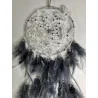 🦋 Attrape-rêves Lunaire Argent & Plumes Grises – Papillons de Transformation