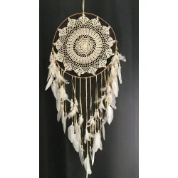 🤍 Attrape-Rêves “Lune d’Ivoire” Pureté, Sérénité et Harmonie intérieure.