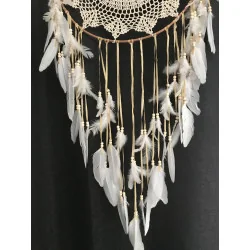 🤍 Attrape-Rêves “Lune d’Ivoire” Pureté, Sérénité et Harmonie intérieure.