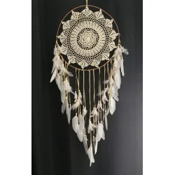 🤍 Attrape-Rêves “Lune d’Ivoire” Pureté, Sérénité et Harmonie intérieure.
