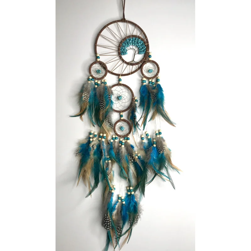🌿 Attrape-Rêves Arbre de Vie Turquoise & Plumes de Perdrix.