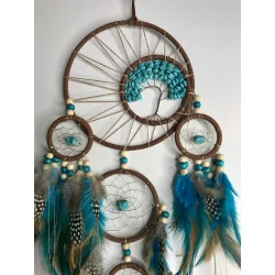 🌿 Attrape-Rêves Arbre de Vie Turquoise & Plumes de Perdrix.