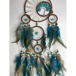 🌿 Attrape-Rêves Arbre de Vie Turquoise & Plumes de Perdrix.