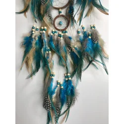 🌿 Attrape-Rêves Arbre de Vie Turquoise & Plumes de Perdrix.