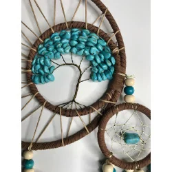 🌿 Attrape-Rêves Arbre de Vie Turquoise & Plumes de Perdrix.