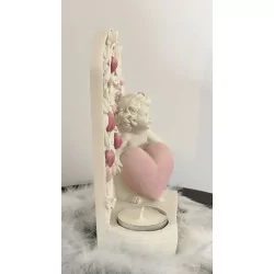 Bougeoir lierre & Ange avec un cœur .
