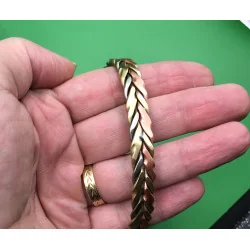 Bracelet Magnétique Tressé Tricolore – Cuivre, Laiton & Métal Gris