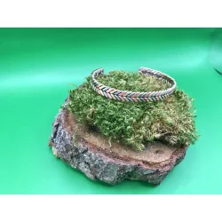 Bracelet Magnétique Tressé Tricolore – Cuivre, Laiton & Métal Gris