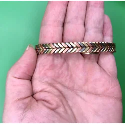 Bracelet Magnétique Tressé Tricolore – Cuivre, Laiton & Métal Gris