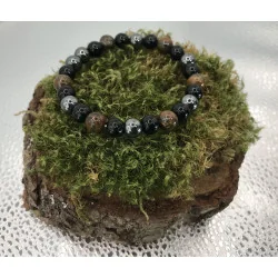 🌑 Bracelet Triple Protection – Œil de Tigre • Obsidienne Noire • Hématite