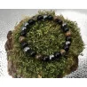 🌑 Bracelet Triple Protection – Œil de Tigre • Obsidienne Noire • Hématite