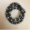 🌑 Bracelet Triple Protection – Œil de Tigre • Obsidienne Noire • Hématite