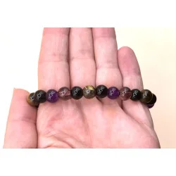 🛡️ Bracelet de Protection – Améthyste • Obsidienne • Œil de Tigre • Quartz Fumé (8 mm)