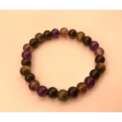 🛡️ Bracelet de Protection – Améthyste • Obsidienne • Œil de Tigre • Quartz Fumé (8 mm)