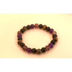 🛡️ Bracelet de Protection – Améthyste • Obsidienne • Œil de Tigre • Quartz Fumé (8 mm)