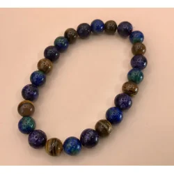 🐉💙 Bracelet Énergies Mystiques – Agate Dragon Bleu/Vert & Violet • Œil de Tigre (8 mm)