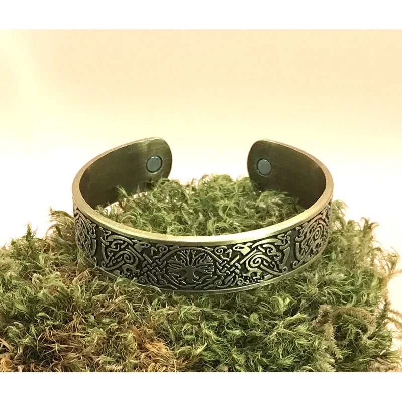 Bracelet Celtique Arbre de Vie Alliage de Cuivre Bronze Antique Magnétique (2 aimants)
