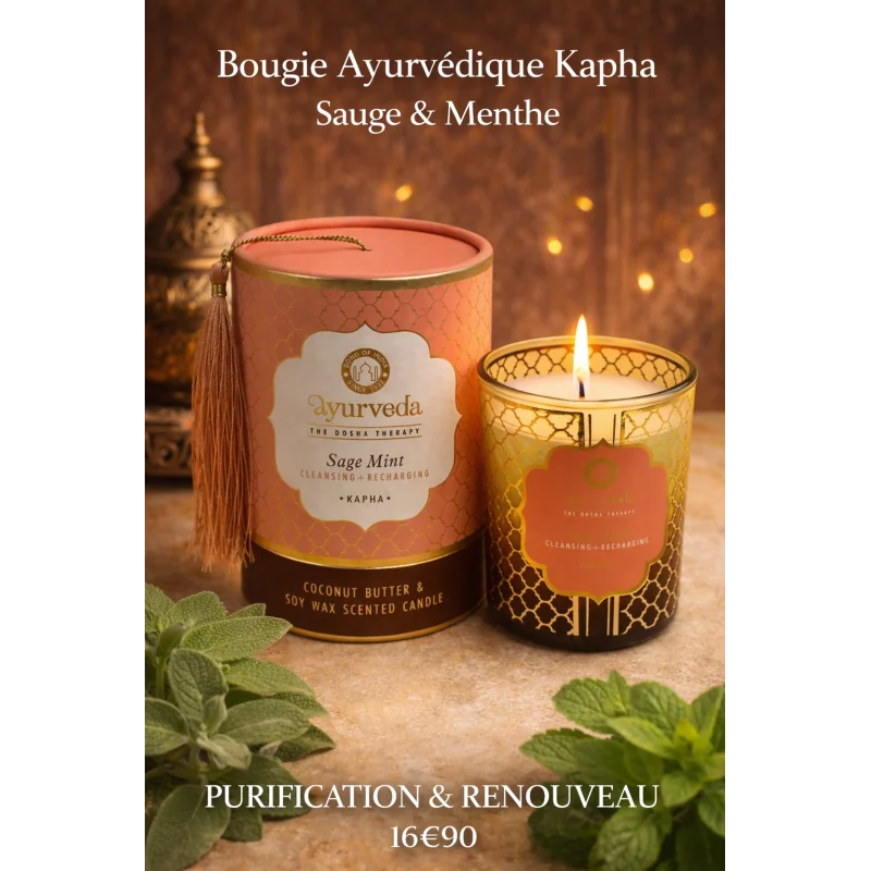 🌿 Bougie Ayurvédique Kapha Sauge sacrée & Menthe